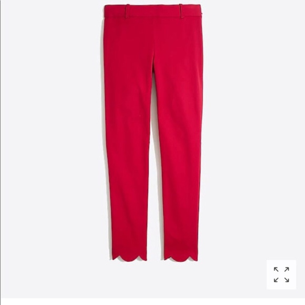 NWT J. Crew Red Winnie Scalloped Pants